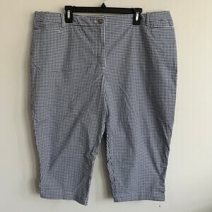 Talbots Perfect Skimmer Pedal Pusher Pants Slim Leg Navy White Check 22WP NWT